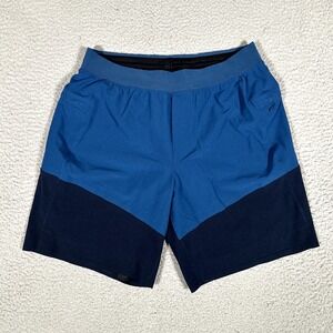 Lululemon Shorts Mens Medium Blue Namaste At‎ The Beach 8" Lined Hybrid Gym Logo